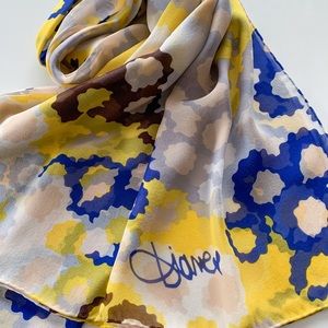 Diane Von Furstenberg Scarf Yellow Blue Flower